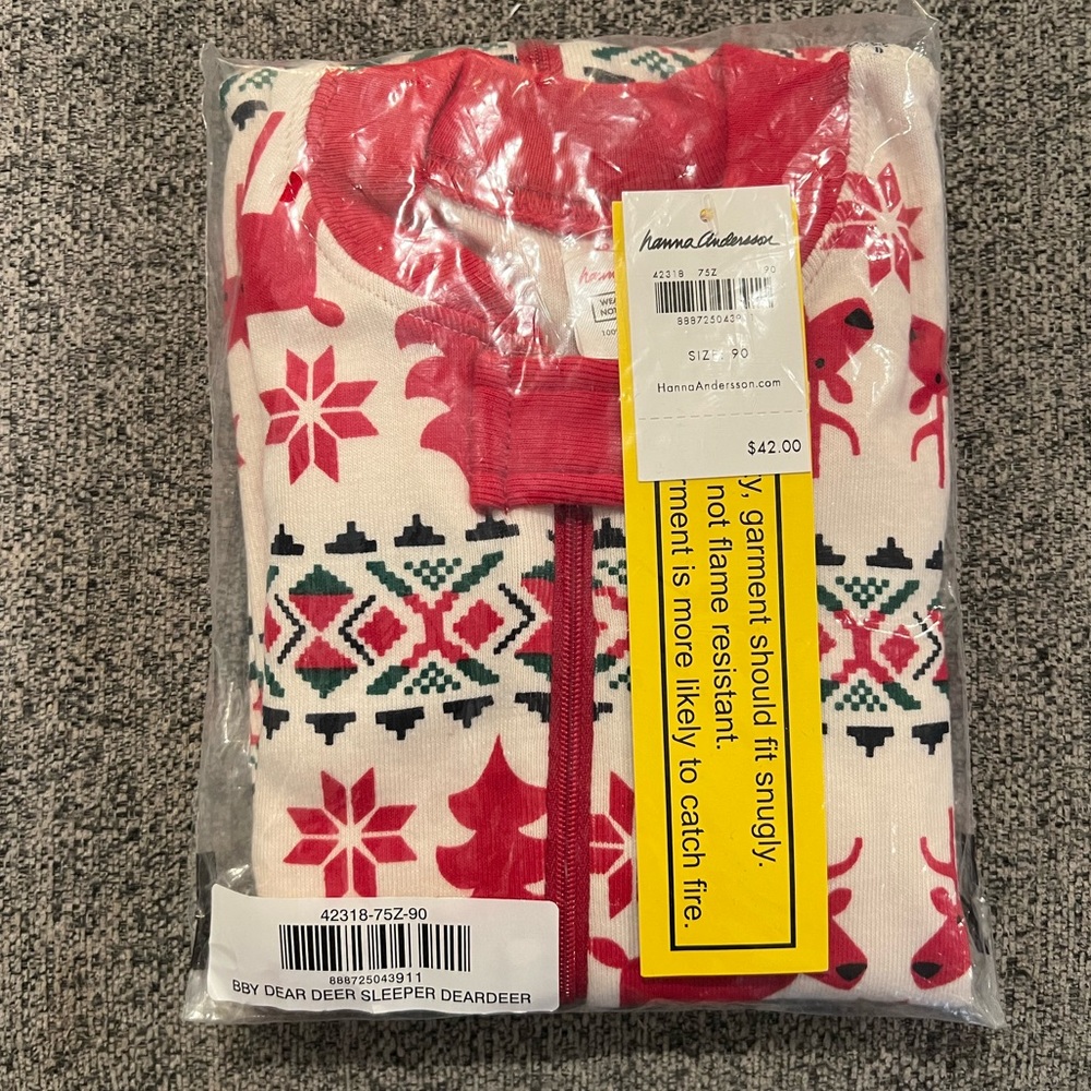 Hanna Andersson Deer Deer Holiday Sleeper PJs size 90